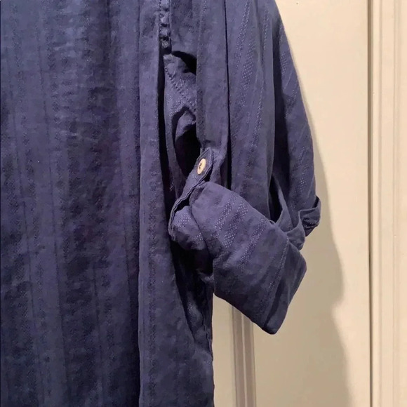 Caribbean Roundtree & Yorke  Navy Linen Shirt - Picture 9 of 12